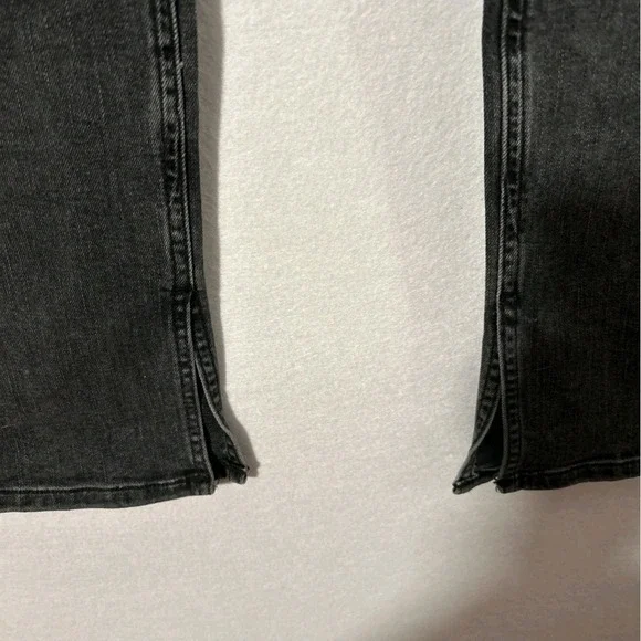 Warp + Weft Straight High Rise Women's Jeans Size 14/32 Charcoal Wash Split Hem - Picture 5 of 6